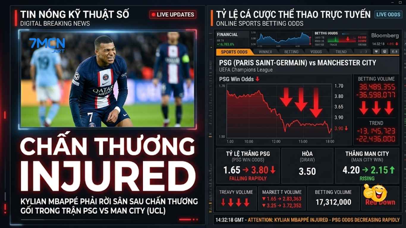 Biến động tỷ lệ kèo trên 7M khi có thông tin chấn thương cầu thủ chủ chốt