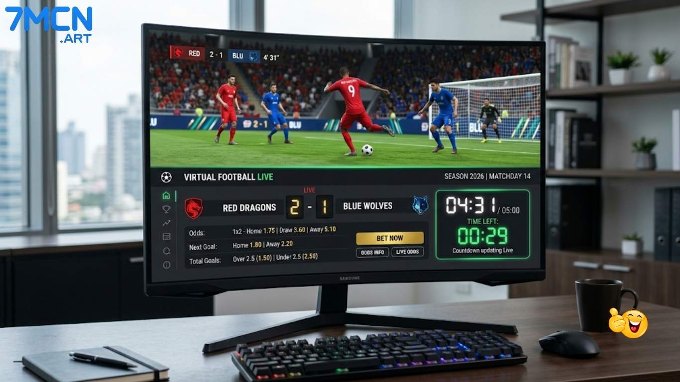 Giao diện tỷ số bóng đá ảo Virtual Sports trực tuyến trên 7M.CN